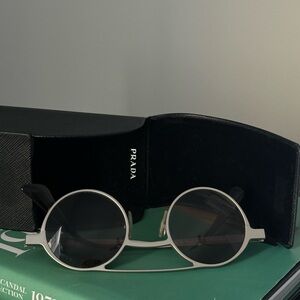 Prada Silver and Black Round Sunglasses